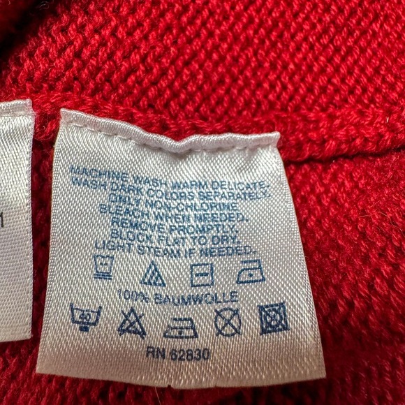 Lands End Sweater Vest Mens Large Red Cotton V Neck Knit Pullover Solid Classic - Picture 5 of 8